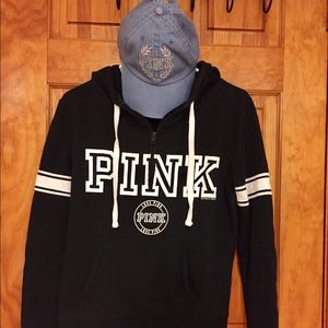 PINK Black Hoodie and Baseball Hat